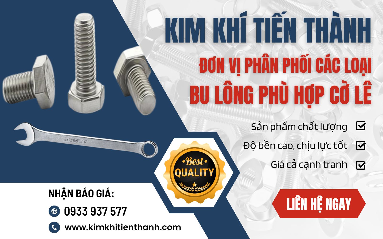 Kim Khí Tiến Thành cung cấp các loại bulong cho cờ lê đa dạng kích thước