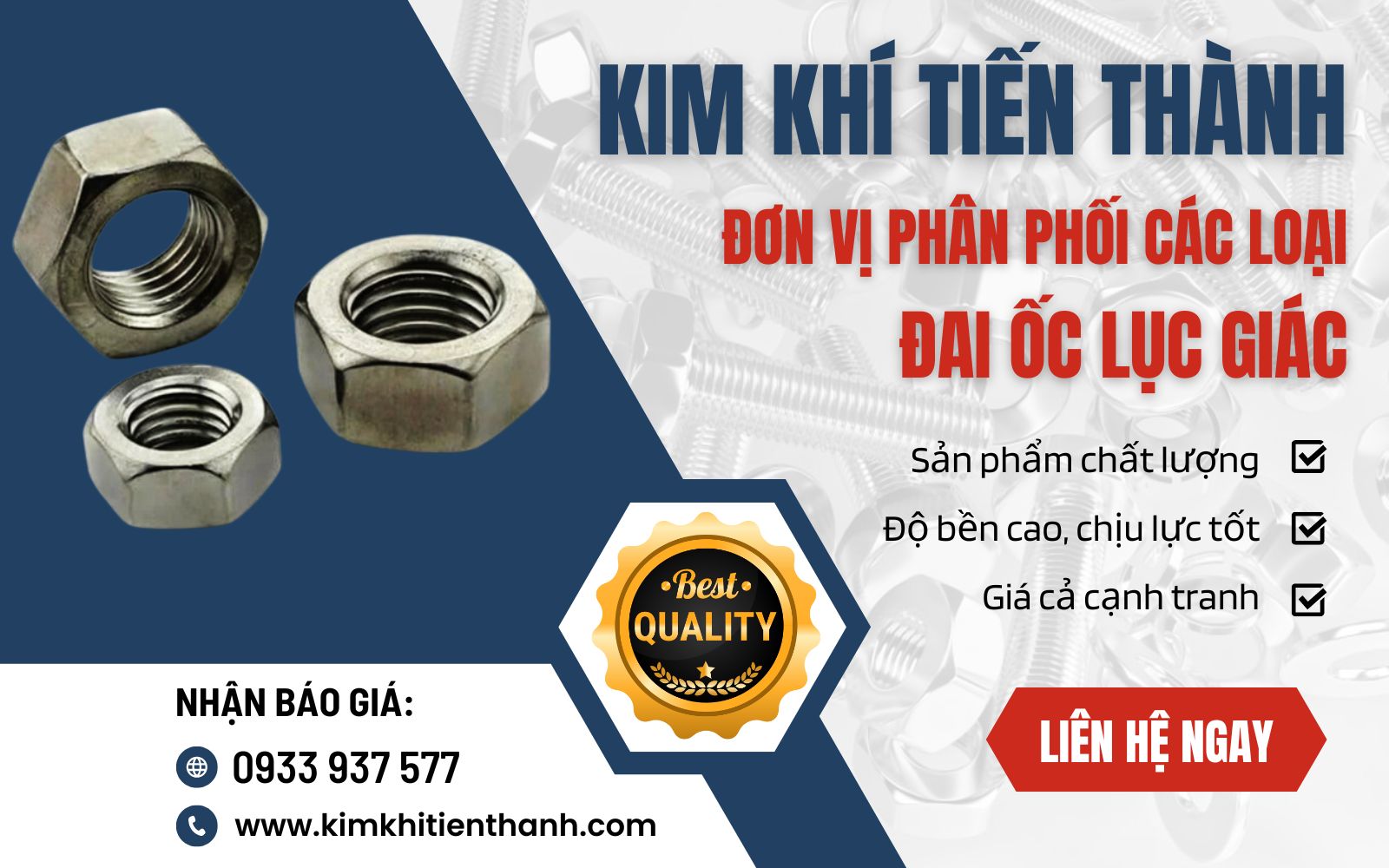 Kim Khí Tiến Thành đơn vị gia công đai ốc lục giác theo yêu cầu