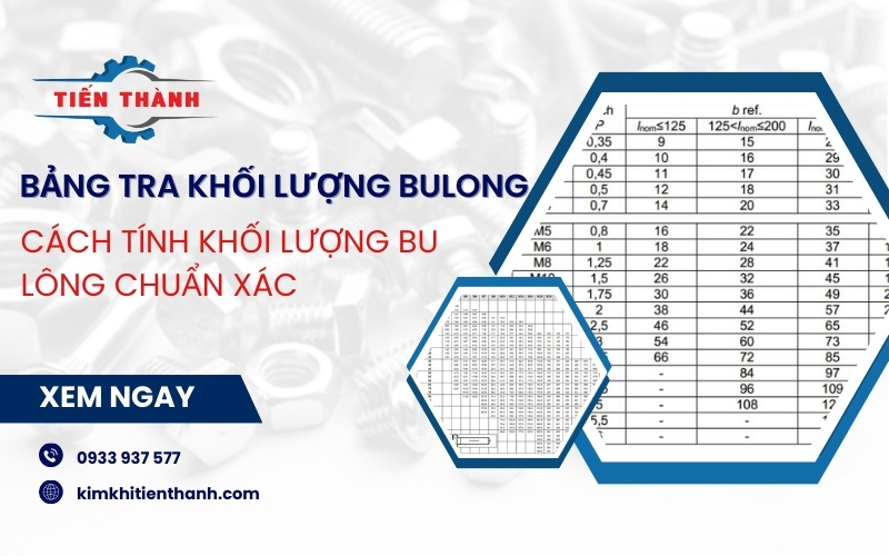 Bảng tính khối lượng bu lông chuẩn