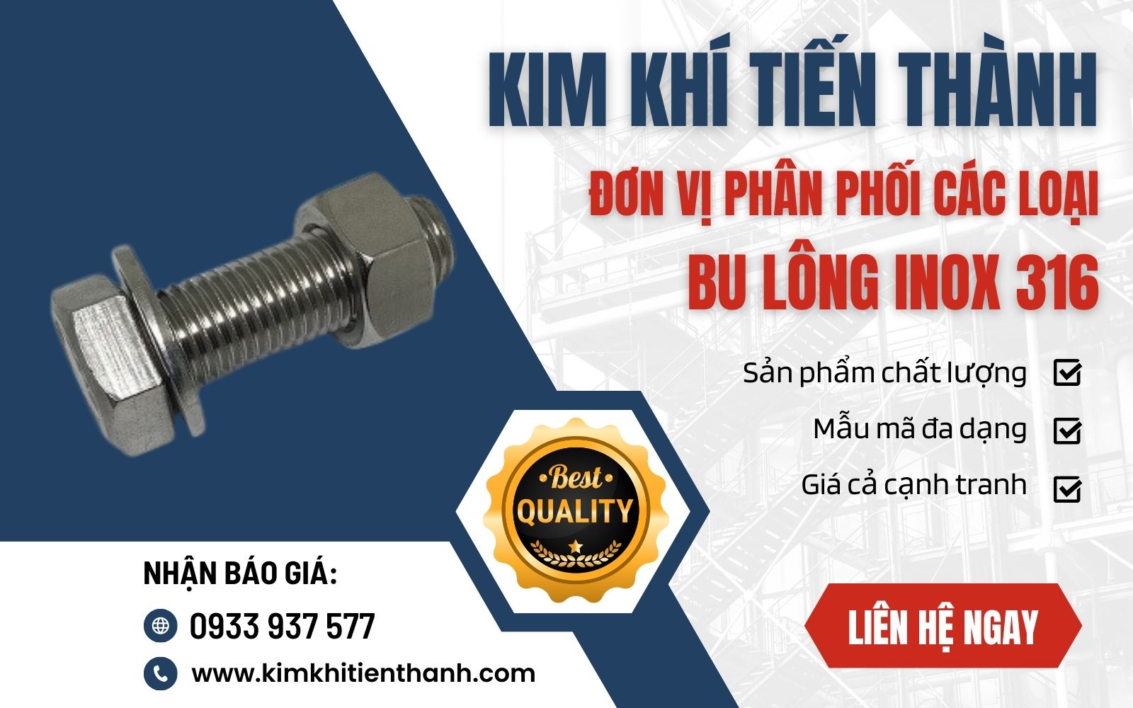 Mua bu lông inox 316 giá tốt tại nhà sản xuất bulong Tiến Thành