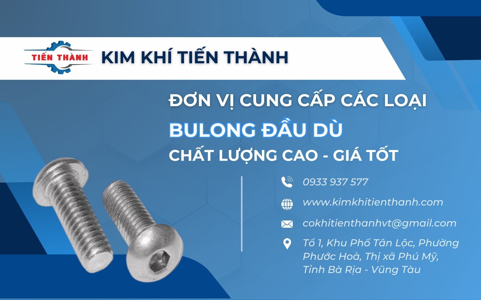 Kim Khí Tiến Thành là đơn vị cung cấp bu lông đầu dù uy tín, chất lượng cao