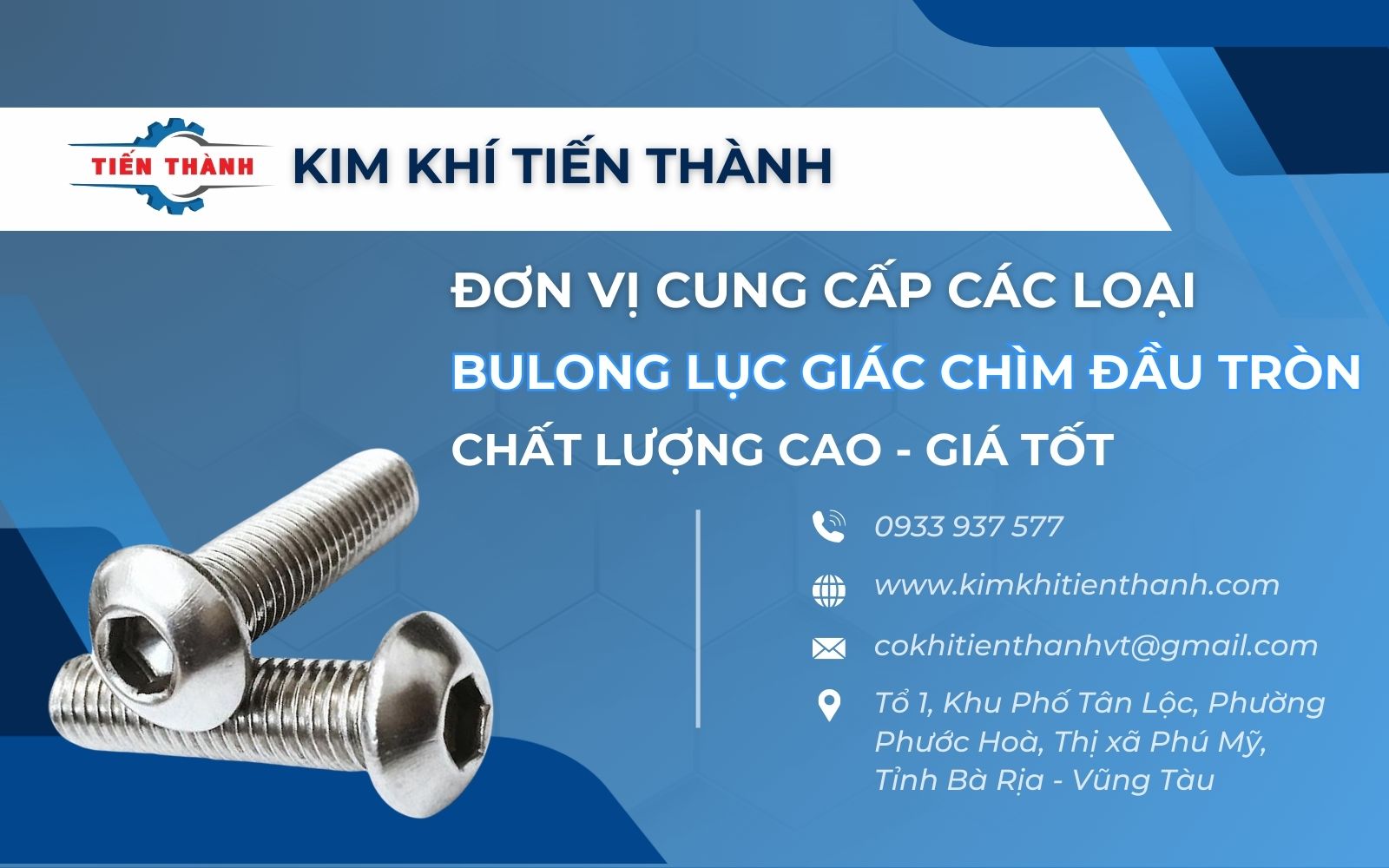 Kim Khí Tiến Thành cung cấp bu lông lục giác chìm đầu tròn uy tín, chất lượng