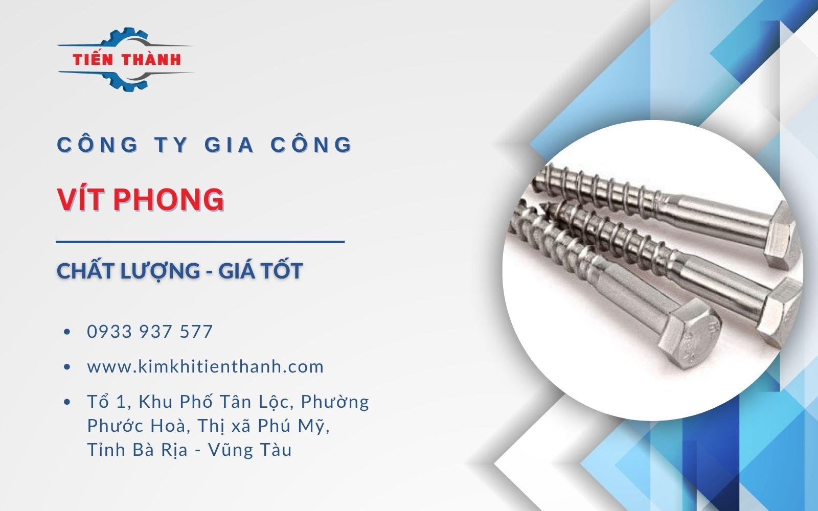 Gia công vít đầu lục giác tại Kim Khí Tiến Thành