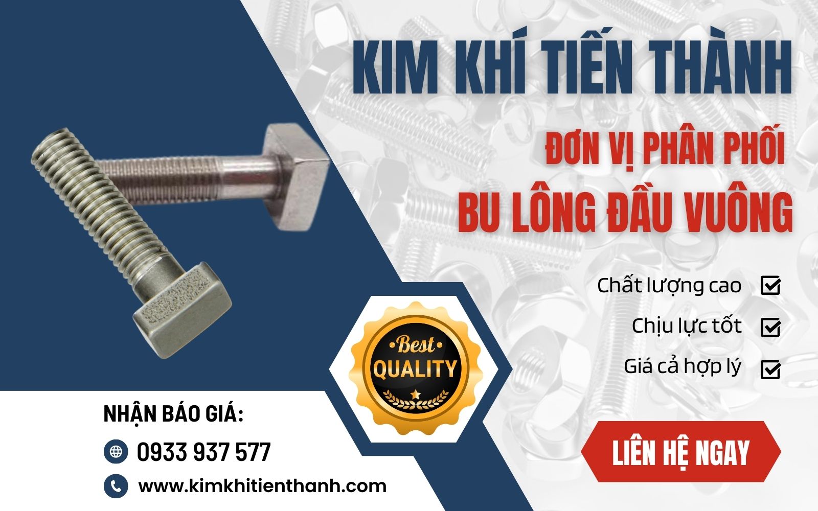 Bulong đầu vuông tại Kim Khí Tiến Thành có chất lượng cao, giá bu lông đầu vuông cực tốt