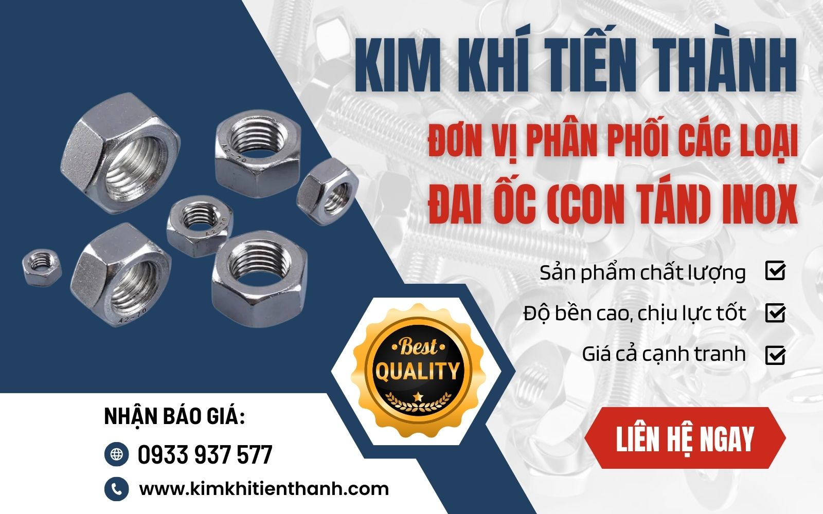 Kim Khí Tiến Thành là địa chỉ chuyên cung cấp đai ốc inox chất lượng cao, giá tốt