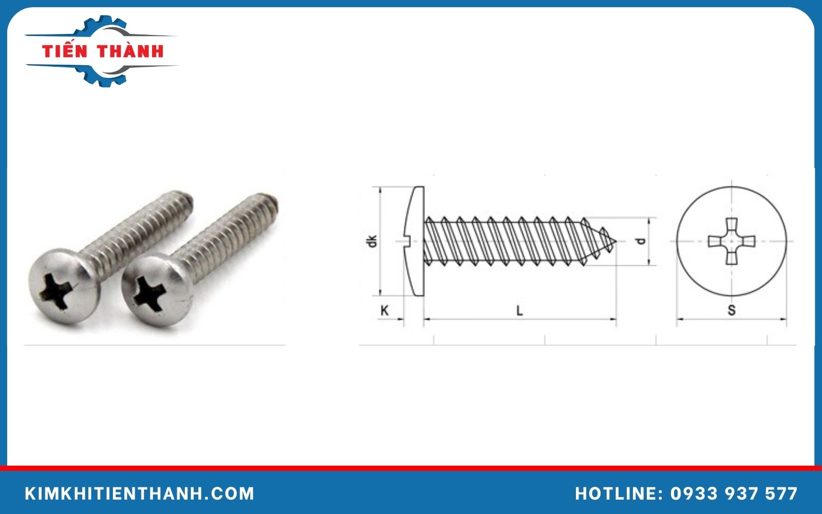 Thông số kỹ thuật đinh vít gỗ đầu dù