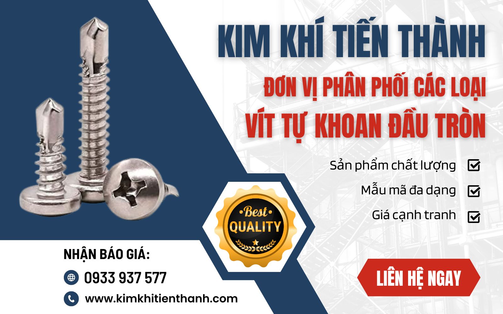 Kim Khí Tiến Thành đơn vị cung cấp đinh vít đầu tròn tự khoan chất lượng