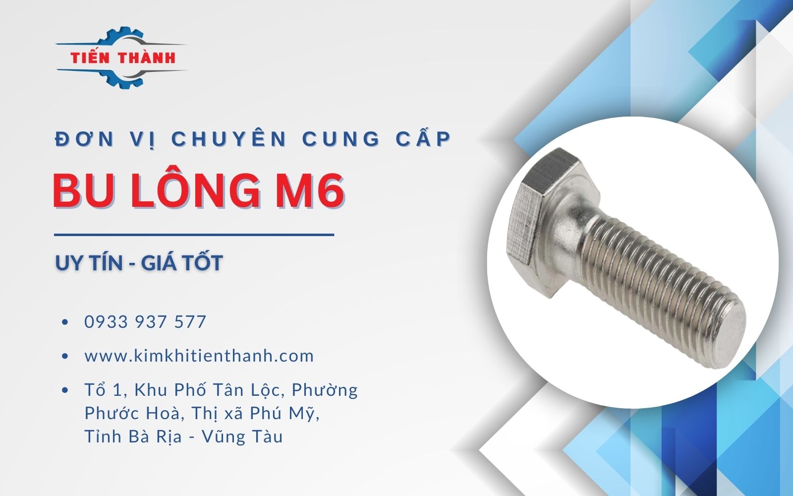 Kim Khí Tiến Thành nhà cung cấp bulong 6 chất lượng giá tốt