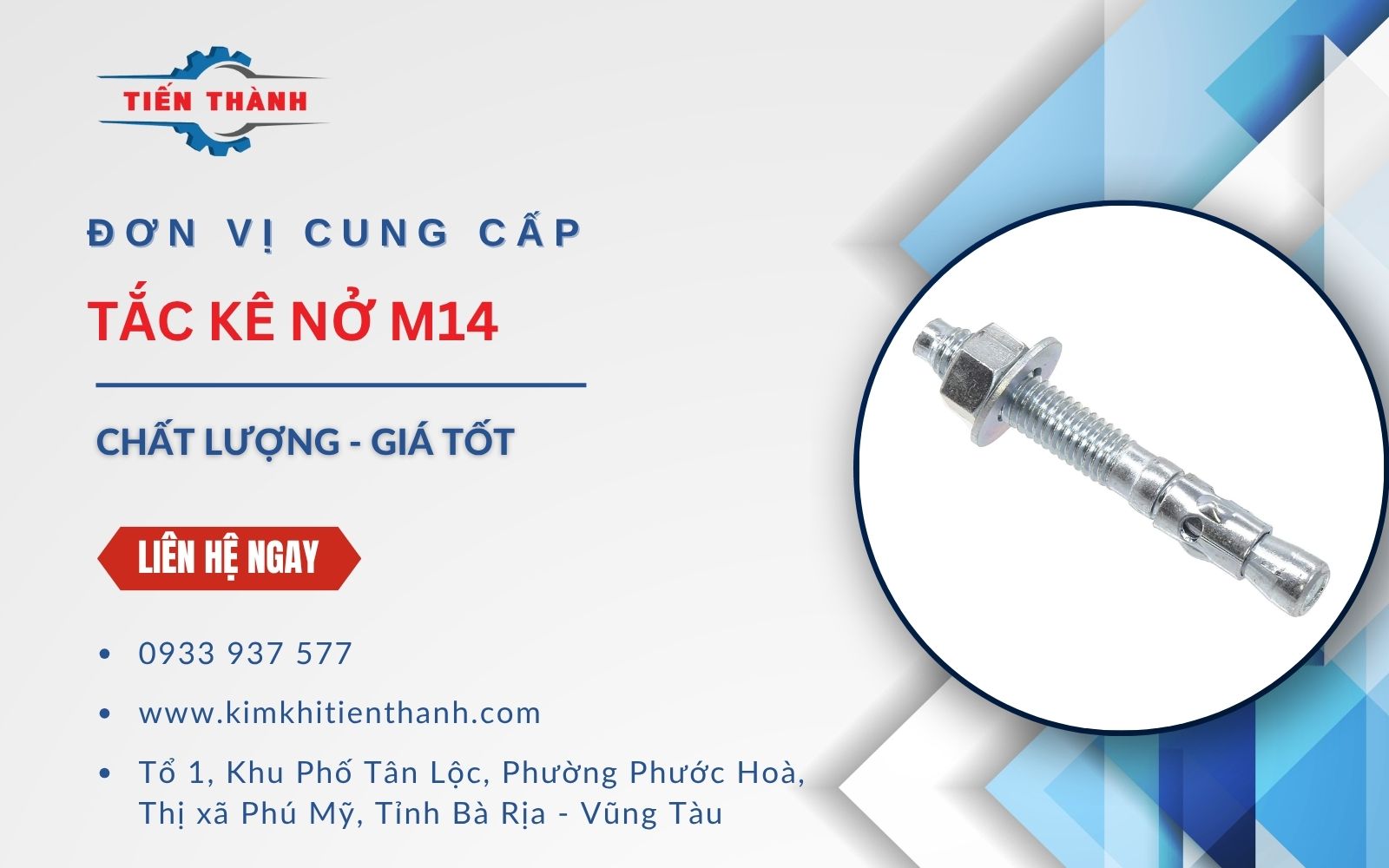 Kim Khí Tiến Thành – Xưởng sản xuất tắc kê nở M14 chất lượng cao