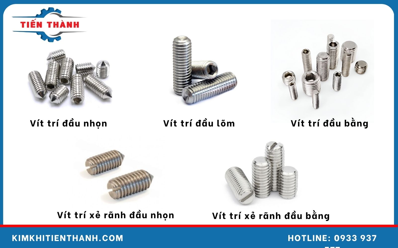 Bu lông lục giác âm được chia thành 5 loại phổ biến