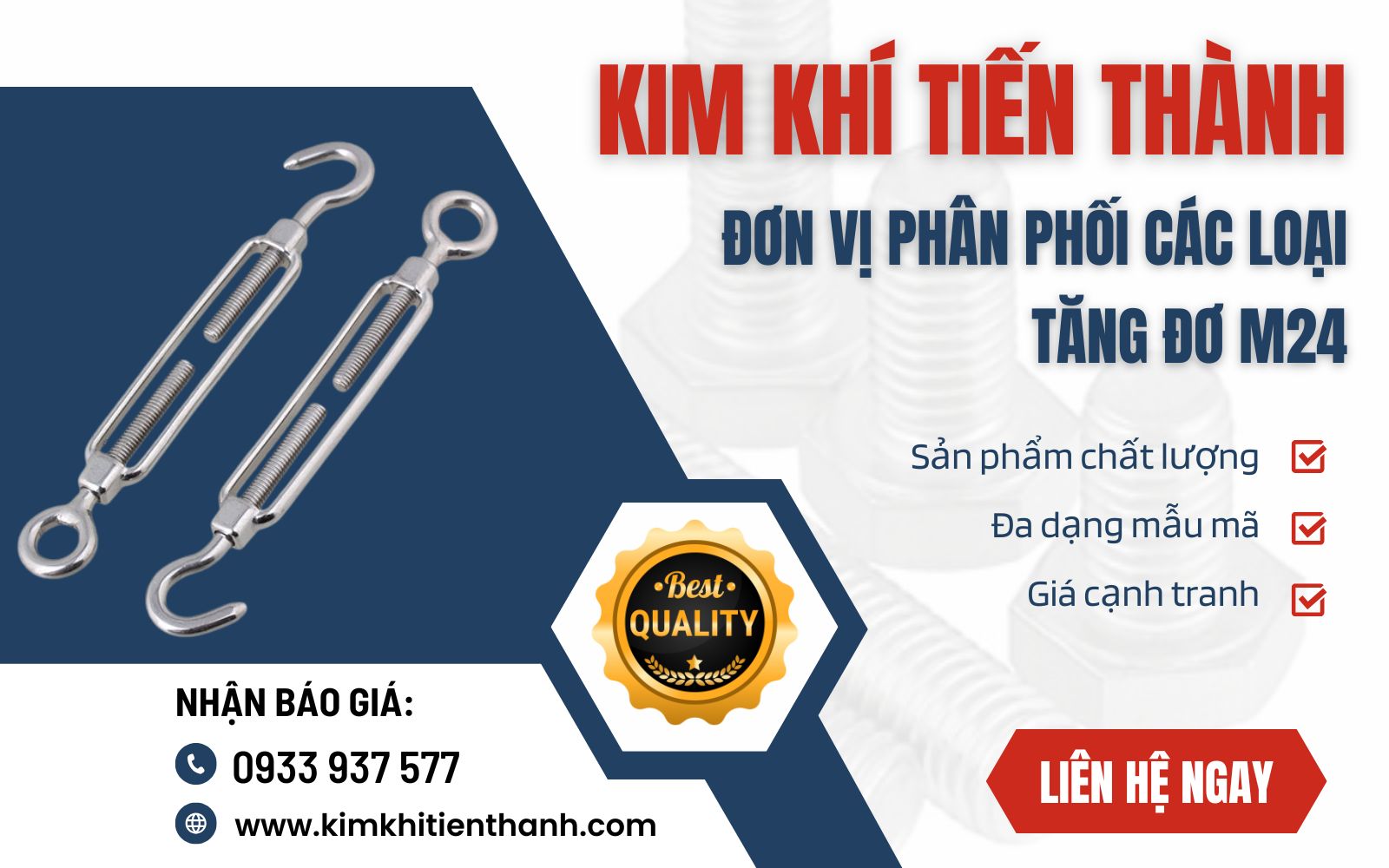 Kim Khí Tiến Thành – Xưởng gia công tăng đơ M24 uy tín, giá tốt