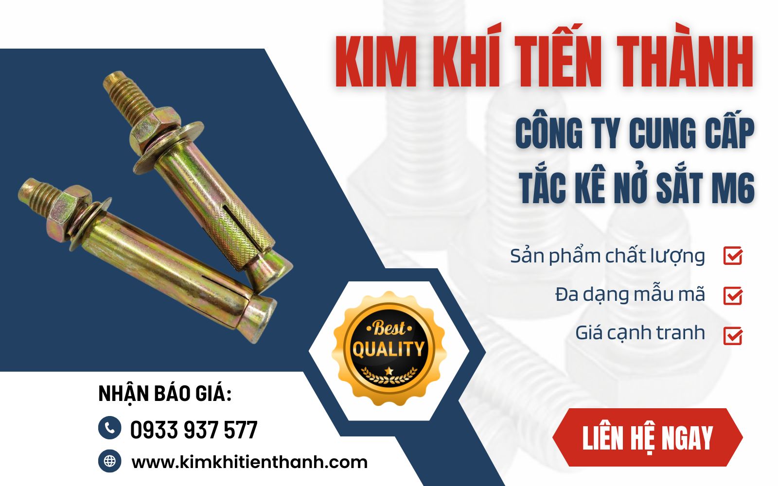 Kim Khí Tiến Thành – Xưởng sản xuất tắc kê sắt M6 chất lượng, uy tín