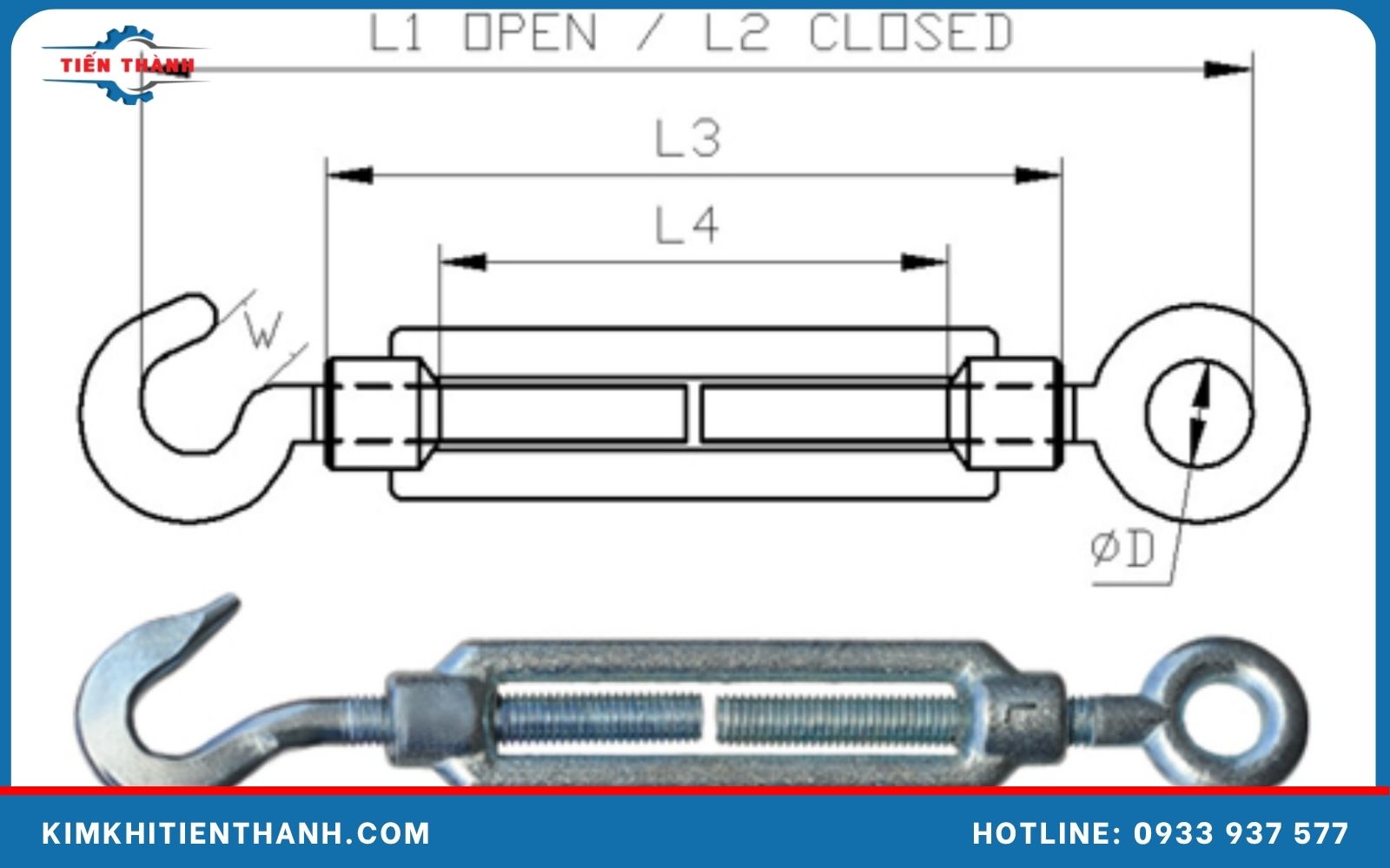 Cấu tạo tăng đơ cáp M20