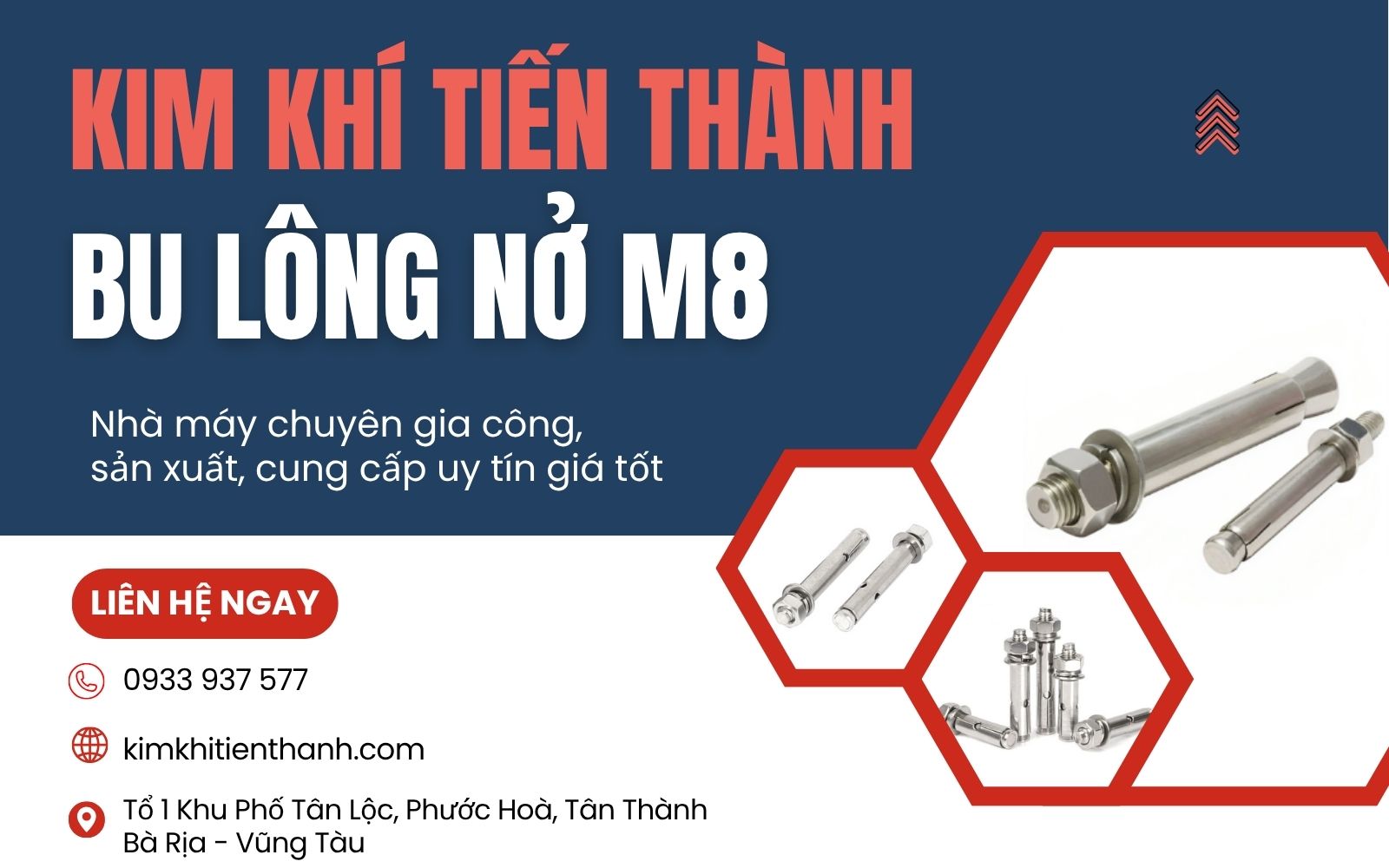 Xưởng sản xuất bu lông nở M8 giá tốt Kim Khí Tiến Thành