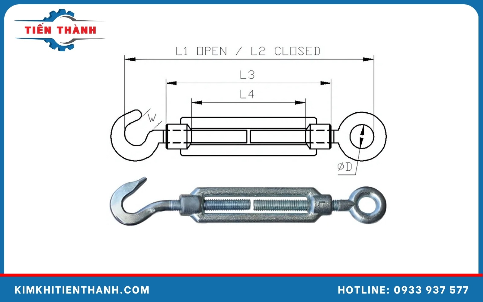 Cấu tạo của tăng đơ cáp M18