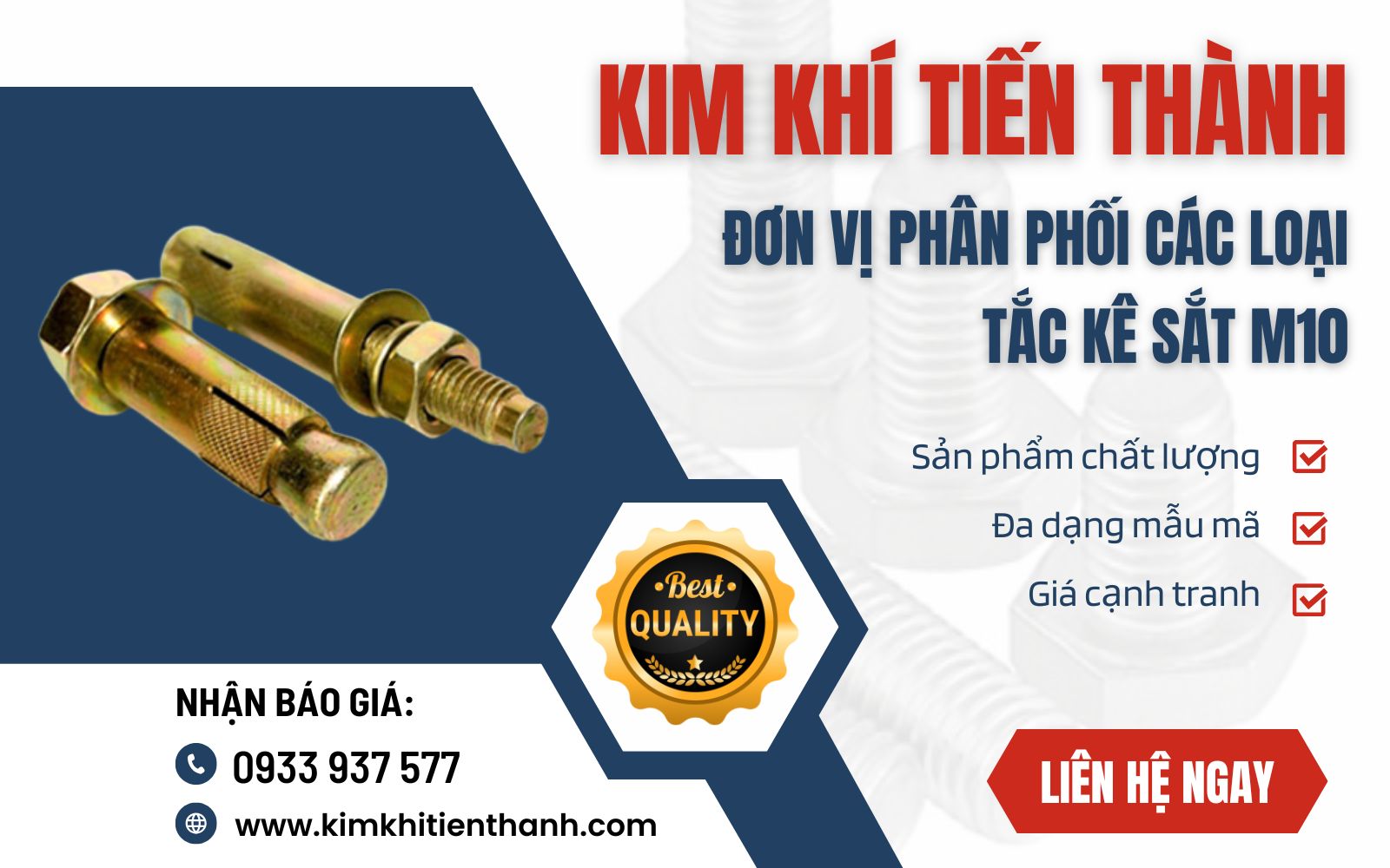 Kim Khí Tiến Thành - Xưởng sản xuất tắc kê sắt M10 uy tín, chất lượng