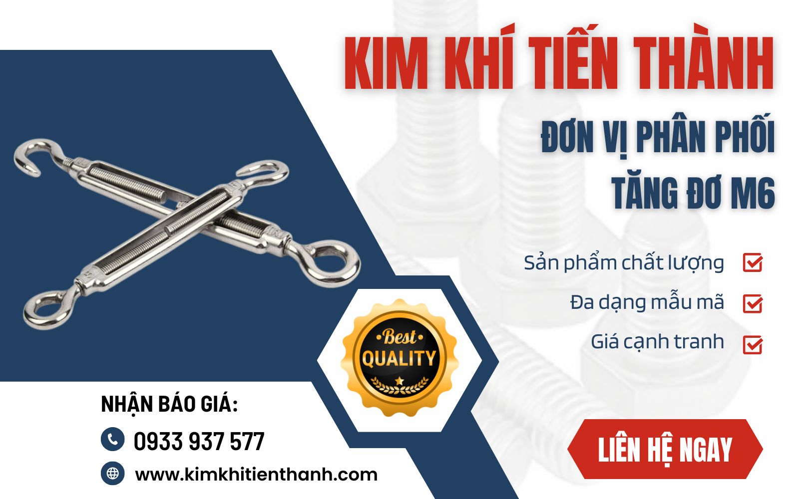 Đặt tăng đơ sắt M6 giá tốt lại Kim Khí Tiến Thành