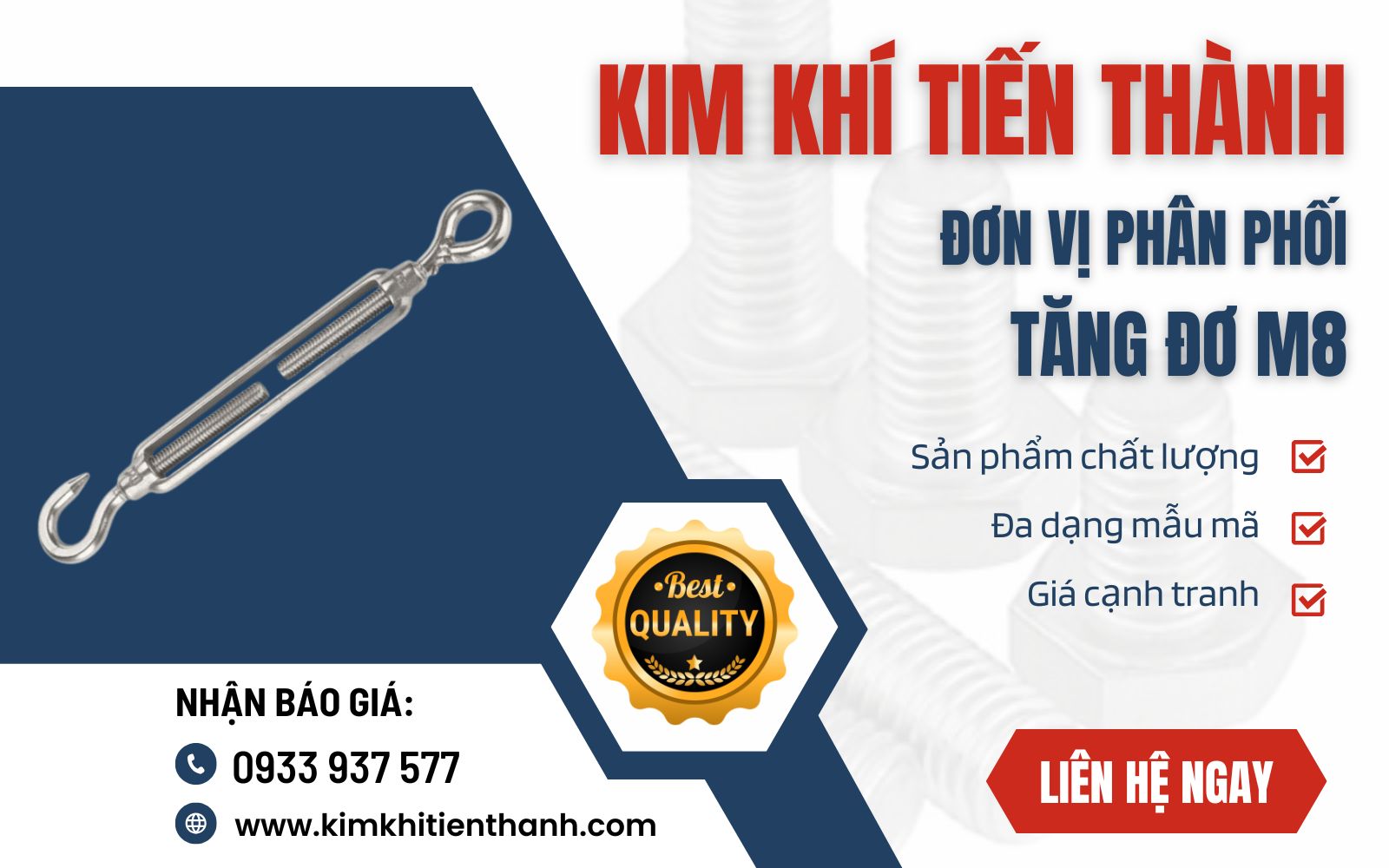 Kim Khí Tiến Thành - Công ty gia công tăng đơ M8 giá tốt trên thị trường