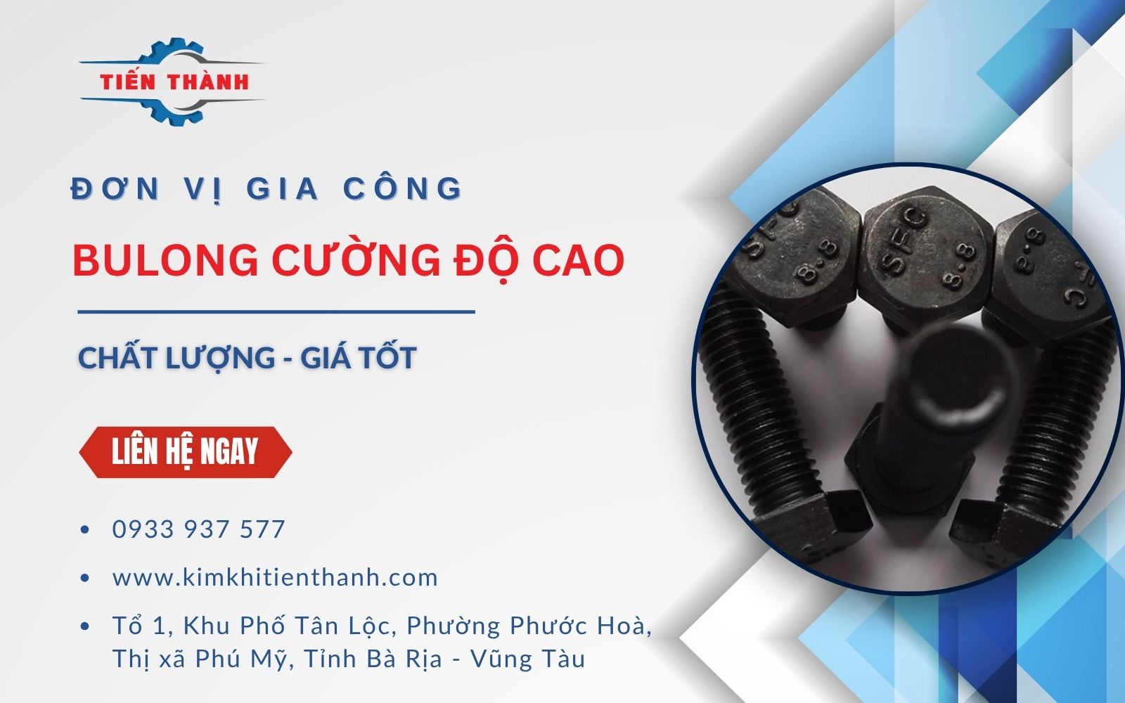 Kim Khí Tiến Thành - Công ty gia công bulong cường độ cao chất lượng