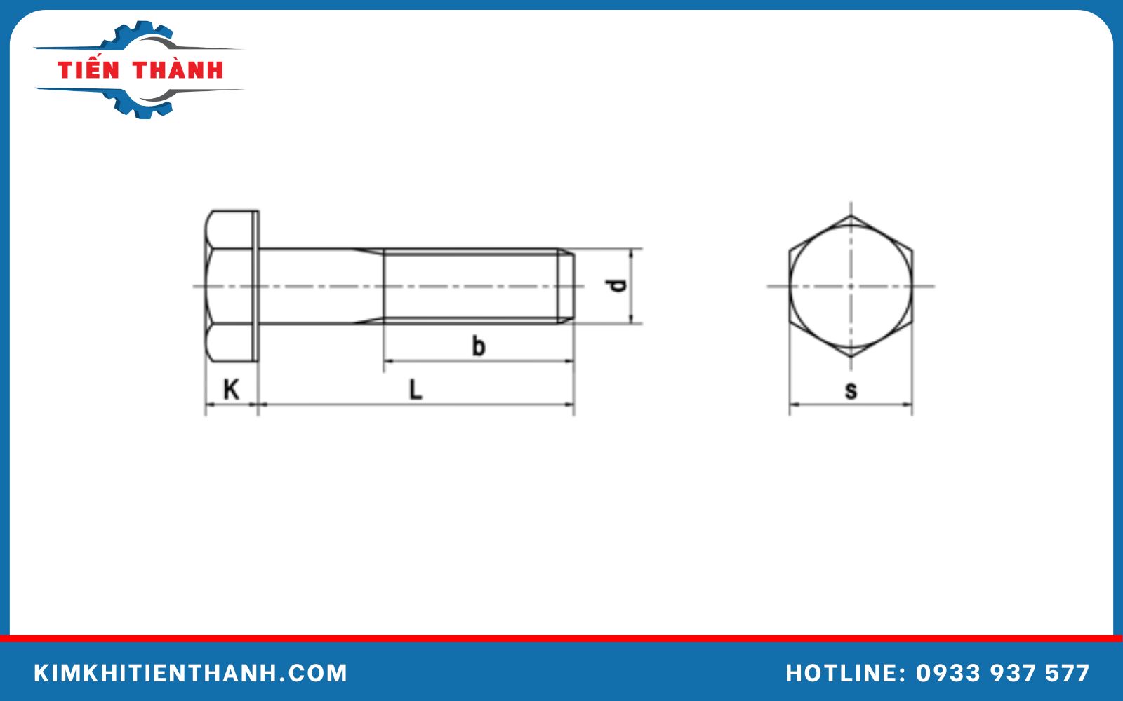 Tiêu chuẩn bu lông TCVN cho lục giác ren lửng DIN 931