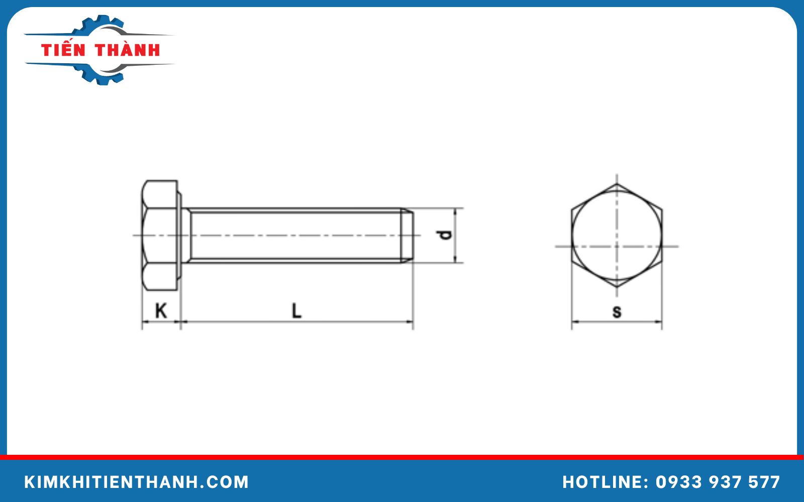 tiêu chuẩn bu lông TCVN cho bu lông lục giác ngoài ren suốt DIN 933