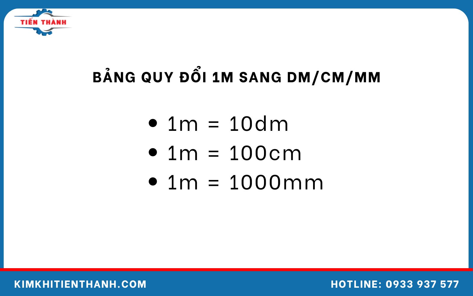 Đổi 1m bằng bao nhiêu dm/cm/mm?