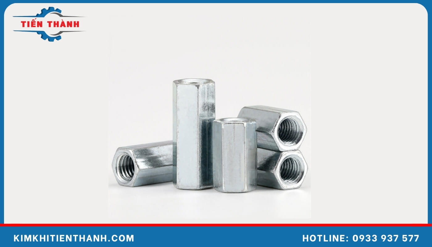 Đai ốc nối ren có hình trụ dài giúp nối các đoạn bu lông với nhau Bu lông nối ren hình trụ