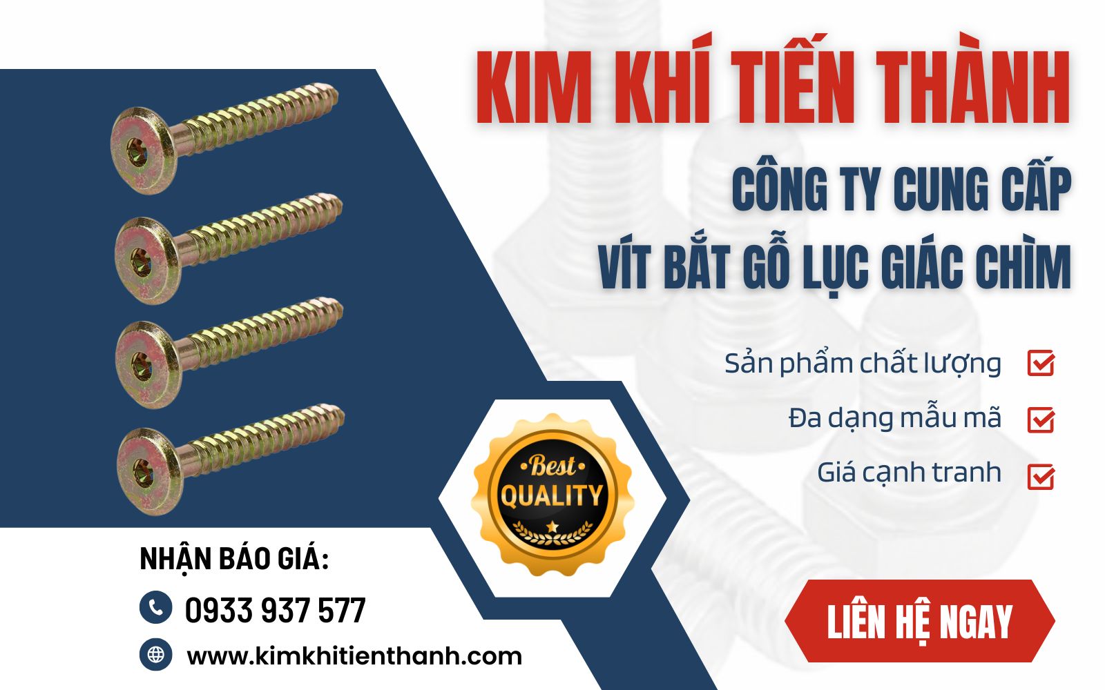 Kim Khí Tiến Thành - Xưởng gia công vít bắt gỗ lục giác đầu chìm chất lượng, giá tốt