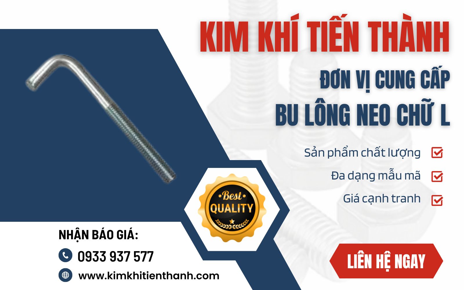 Kim Khí Tiến Thành - Địa chỉ cung cấp bu lông neo bẻ L số lượng lớn giá tốt