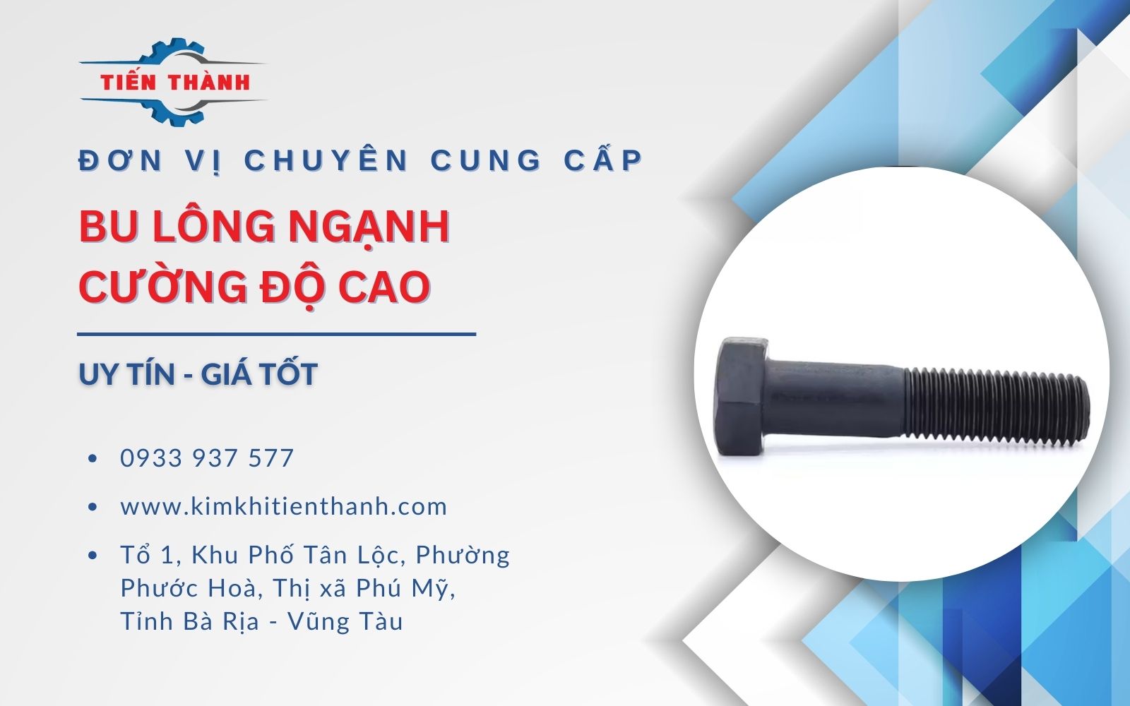 Mua bu lông ngạnh cường độ cao giá tốt tại Kim Khí Tiến Thành Kim Khí Tiến Thành - Địa chỉ mua bu lông cường độ cao giá tốt