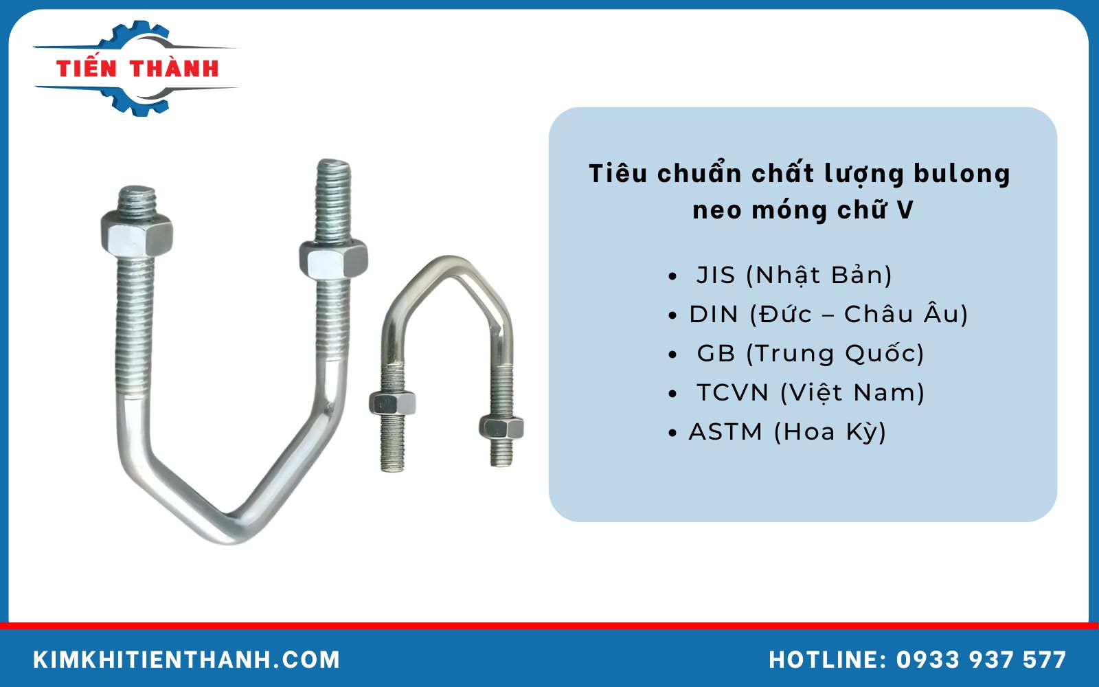Các tiêu chuẩn chất lượng của bulong neo móng V Tiêu chuẩn chất lượng bulong neo móng chữ V
