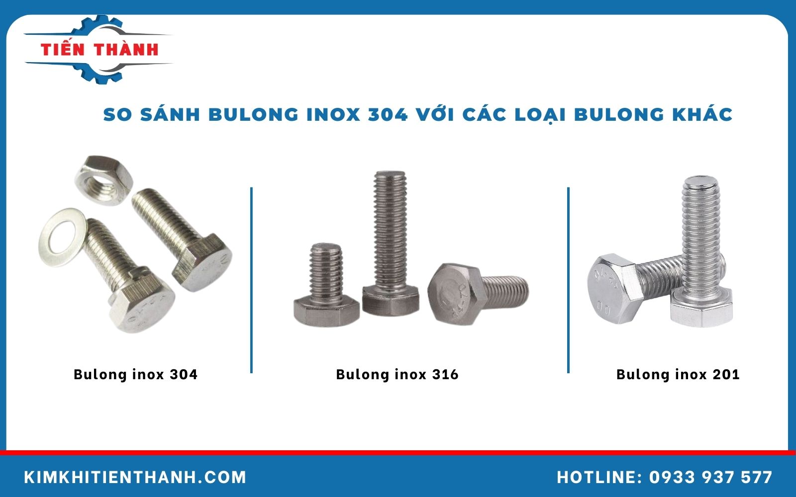 so sánh bu lông M6 inox 304 với các loại bu lông khác