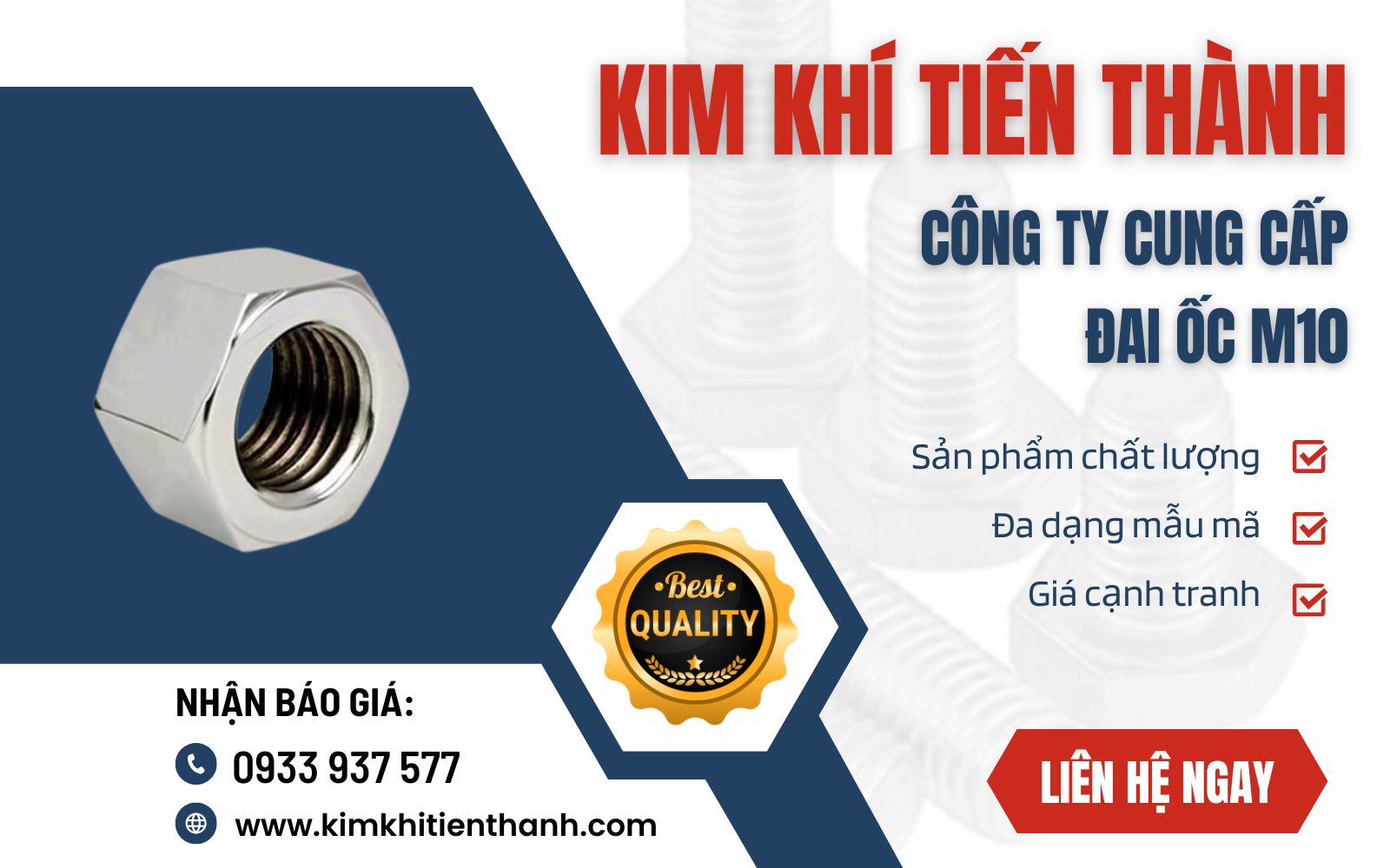 Kim Khí Tiến Thành - Đơn vị cung cấp đai ốc M10 số lượng lớn
