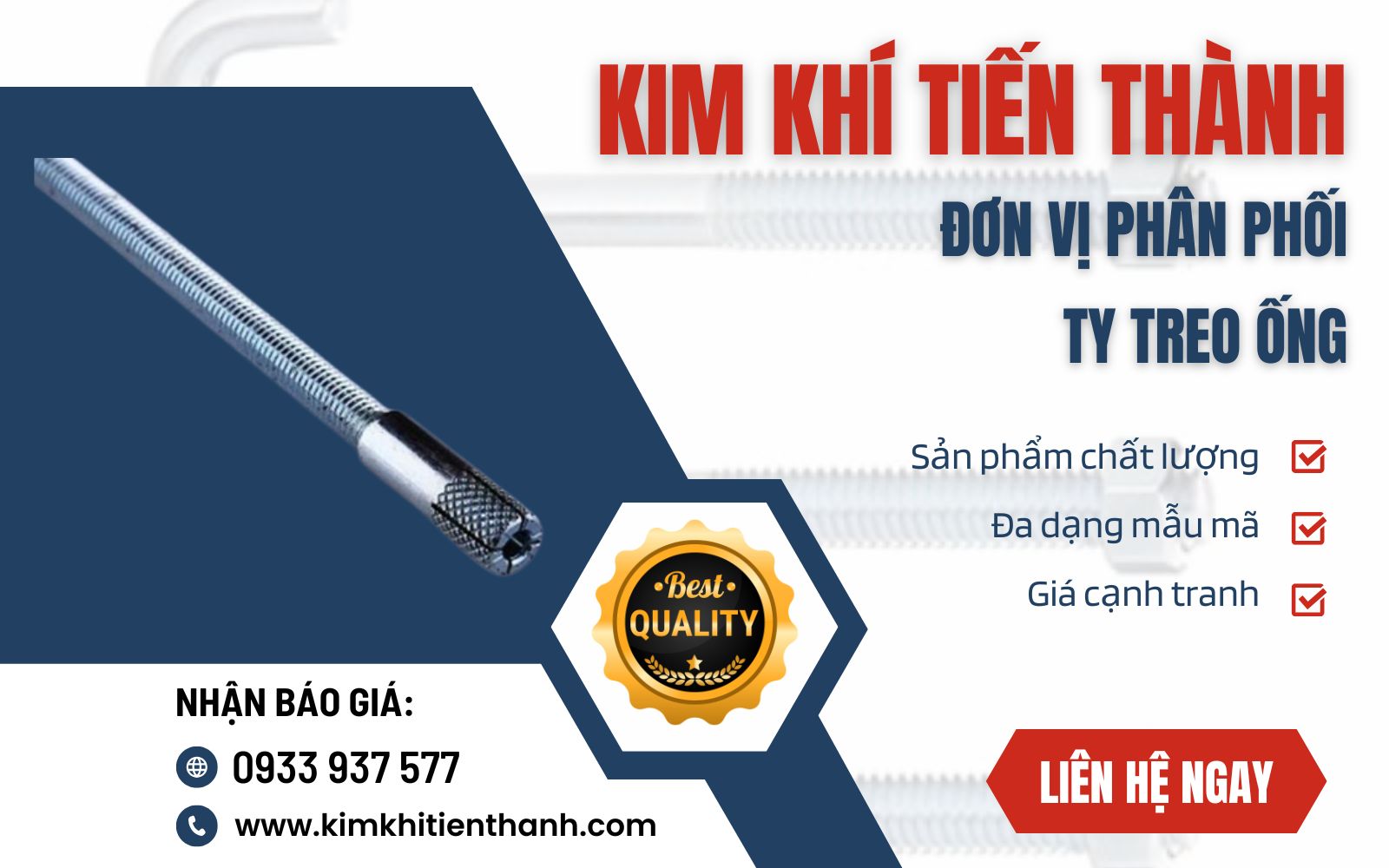 Kim Khí Tiến Thành - Địa chỉ sản xuất ty treo ống giá tốt, chất lượng