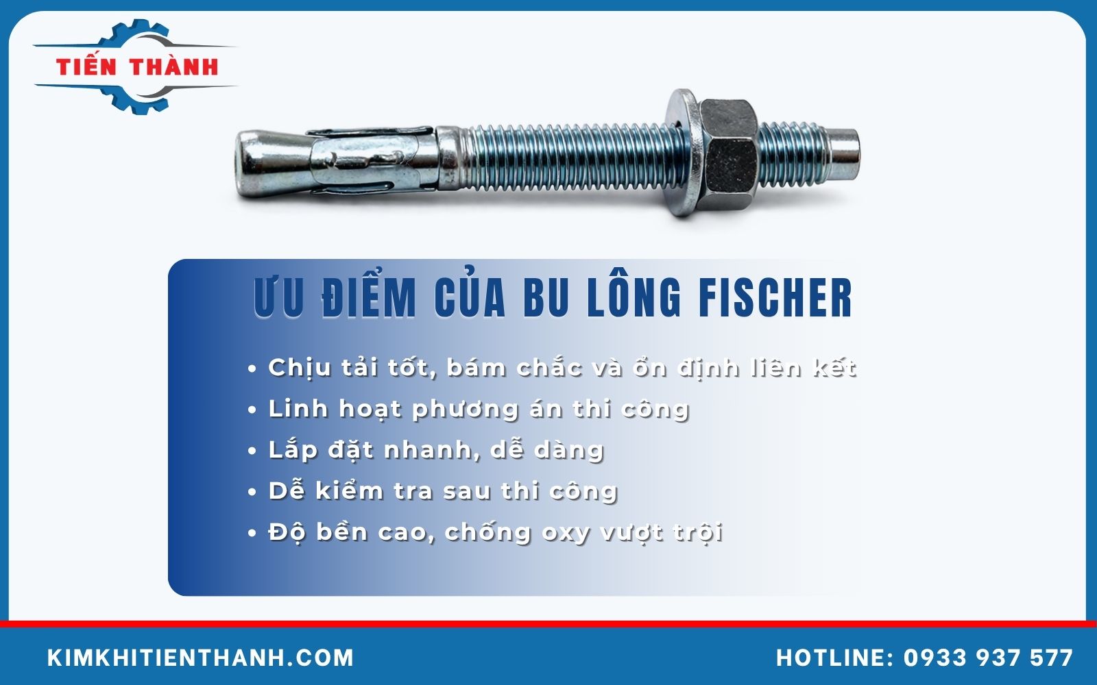 Ưu điểm nổi trội của bulong cơ học Fischer Ưu điểm của bu lông Fischer