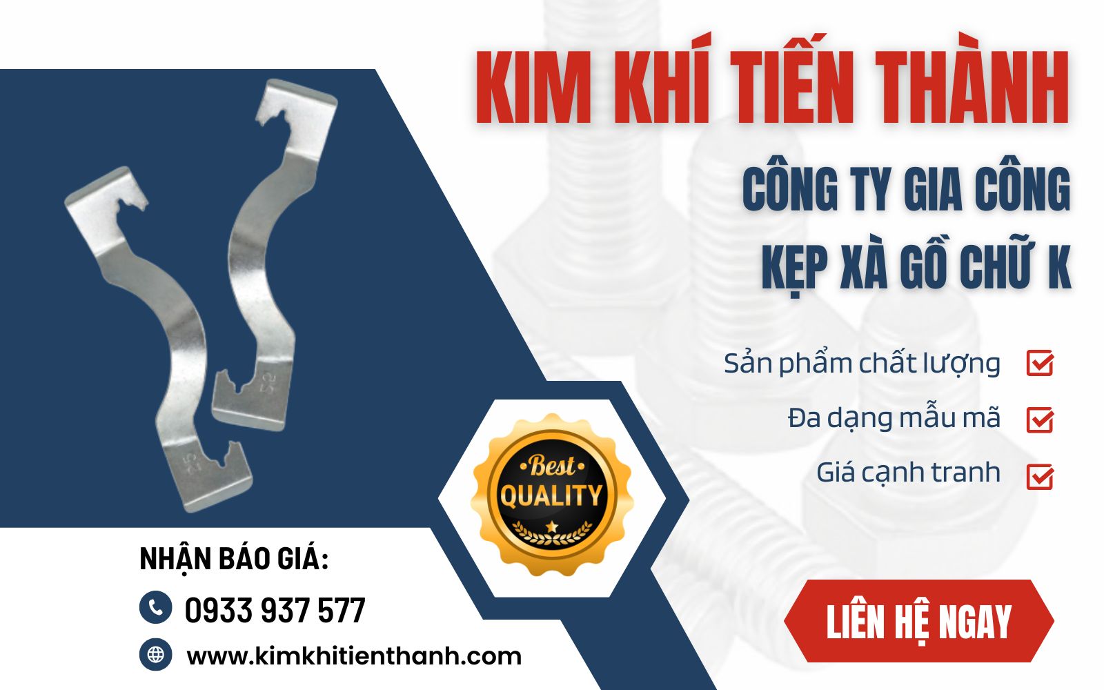 Đặt gia công kẹp xà gồ chữ K chất lượng giá rẻ tại Kim Khí Tiến Thành ngay với giá ưu đãi Kim Khí Tiến Thành - Xưởng bán kẹp xà gồ chất lượng, giá tốt