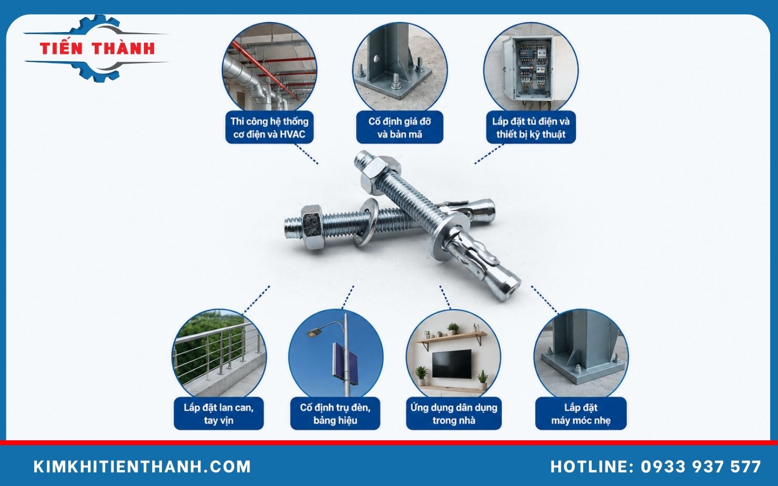 Tắc kê rút M10x60 được sử dụng phổ biến nhiều hạng mục khác nhau Ứng dụng thực tế của tắc kê rút M10x60