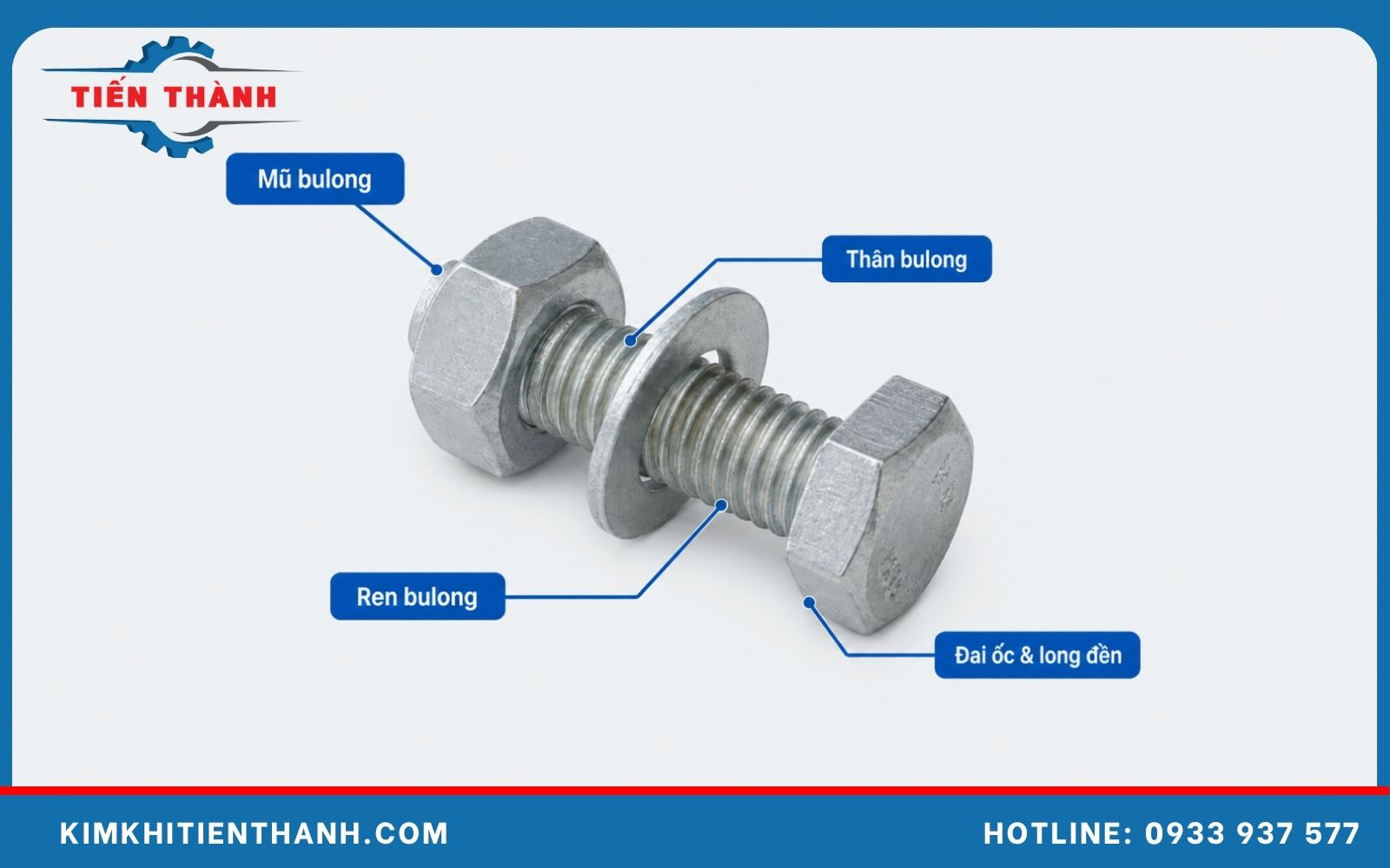 Cấu tạo và thông số kỹ thuật của bulong thường xi xám tro