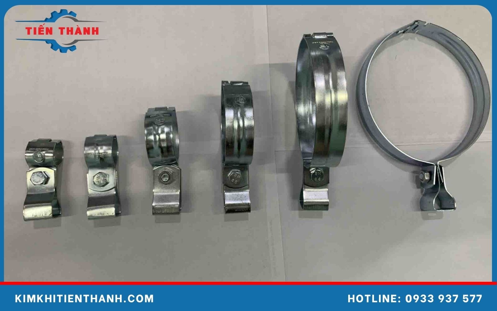 Các cỡ cùm treo ống mạ kẽm xếp từ nhỏ đến lớn