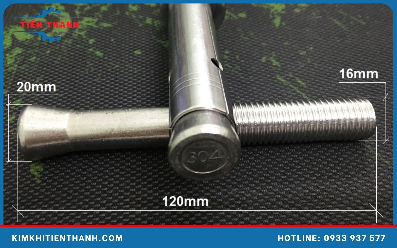 Kích thước bu lông nở M16 có ghi đường kính áo nở và chiều dài