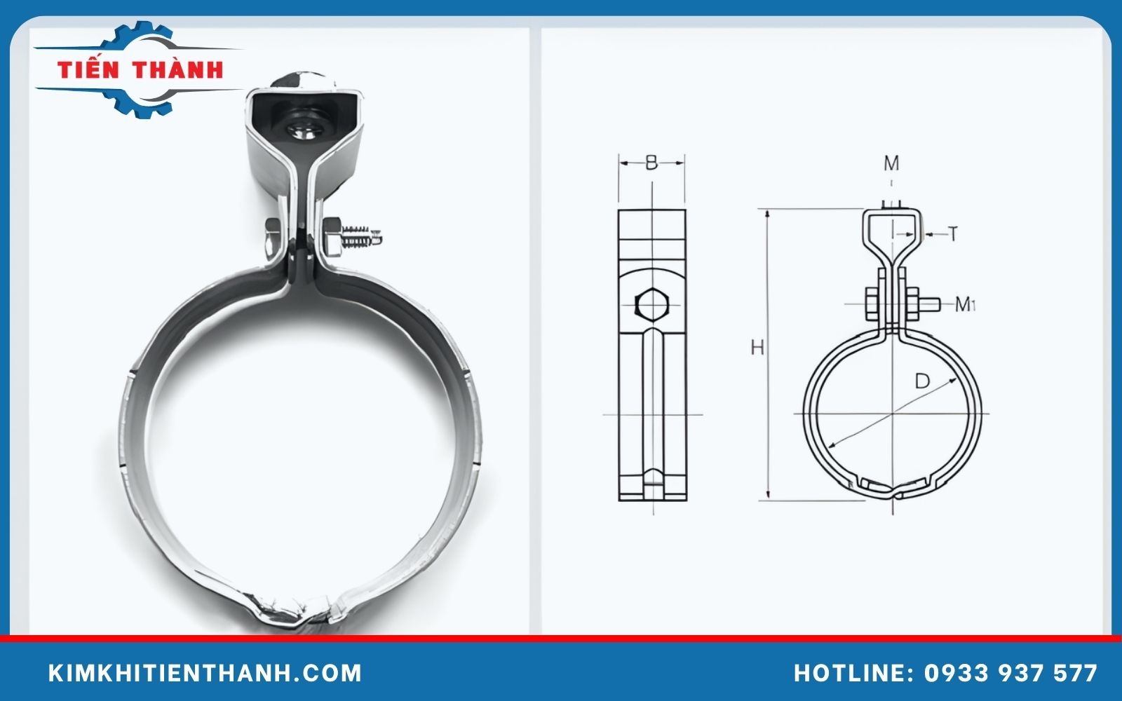 Cấu tạo cùm treo ống phi 34 kèm bản vẽ kích thước