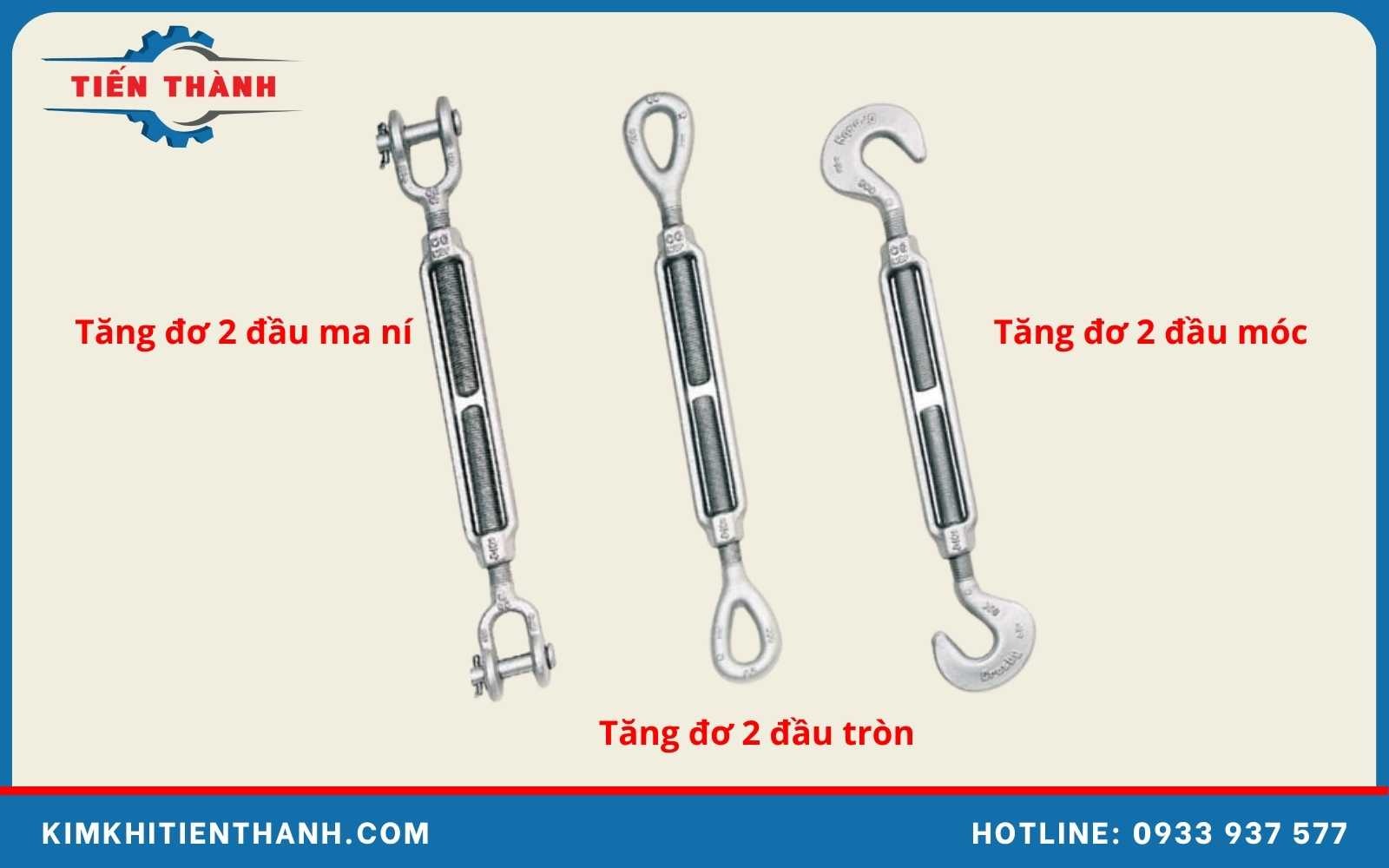 Ba kiểu đầu tăng đơ: ngàm, khuyên và móc