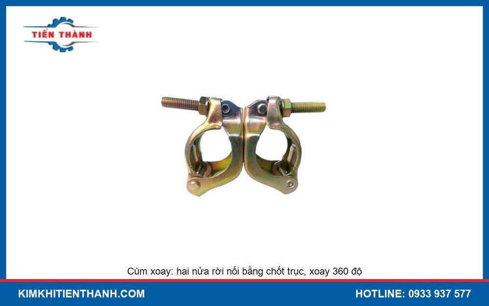 Cùm xoay giàn giáo có hai miệng kẹp xoay quanh chốt trục