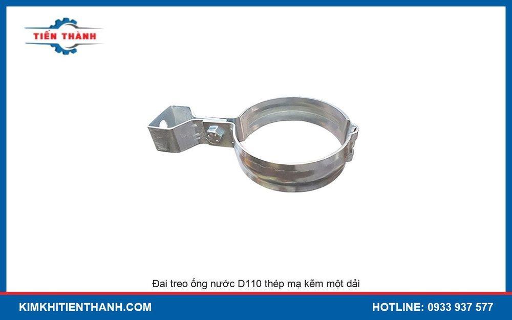 Đai treo ống nước D110 thép mạ kẽm một dải có tai bắt ty ren
